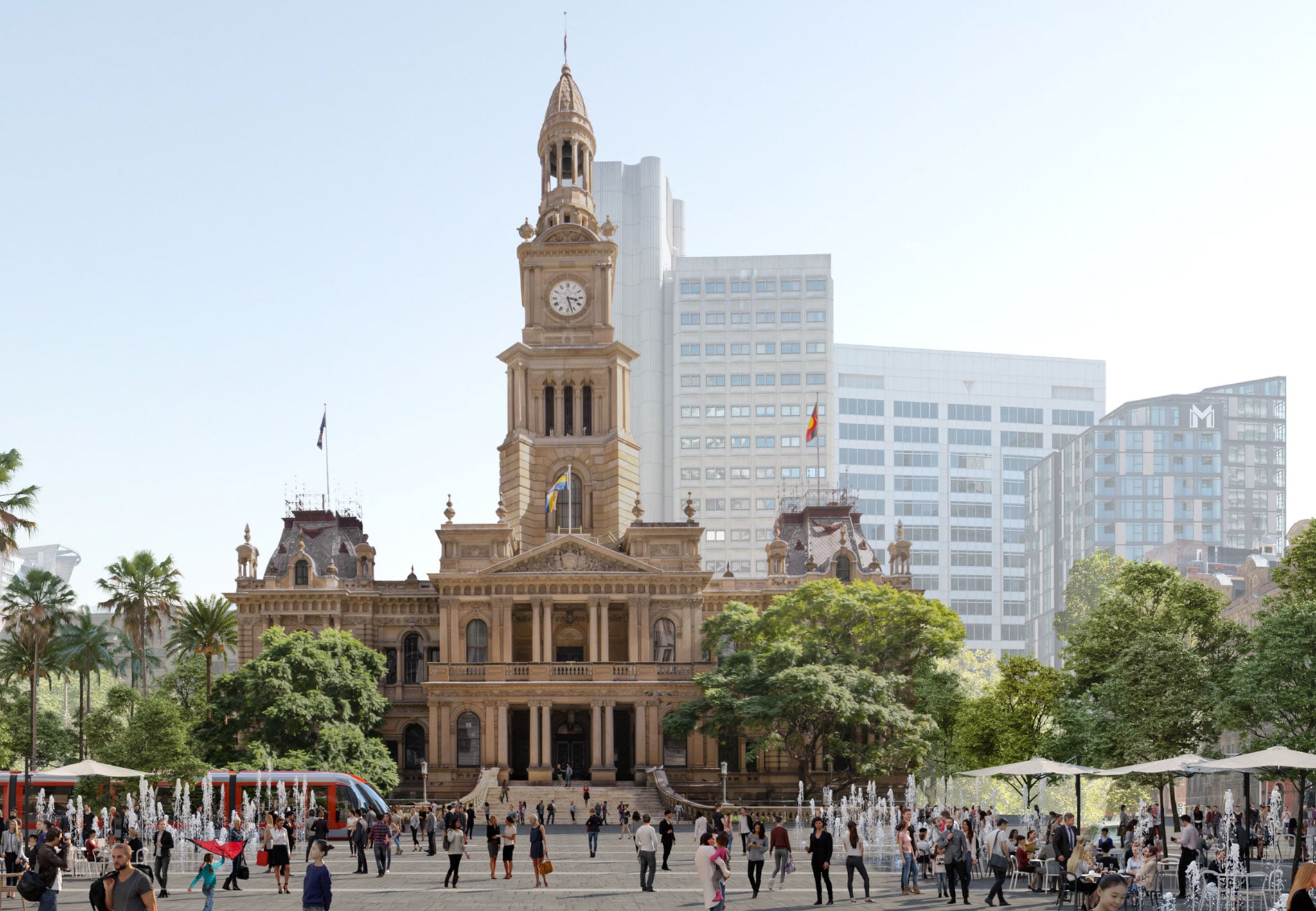 The City of Sydney's Town Hall Square project image shows the block opposite Sydney Town Hall where a new public square is planned.