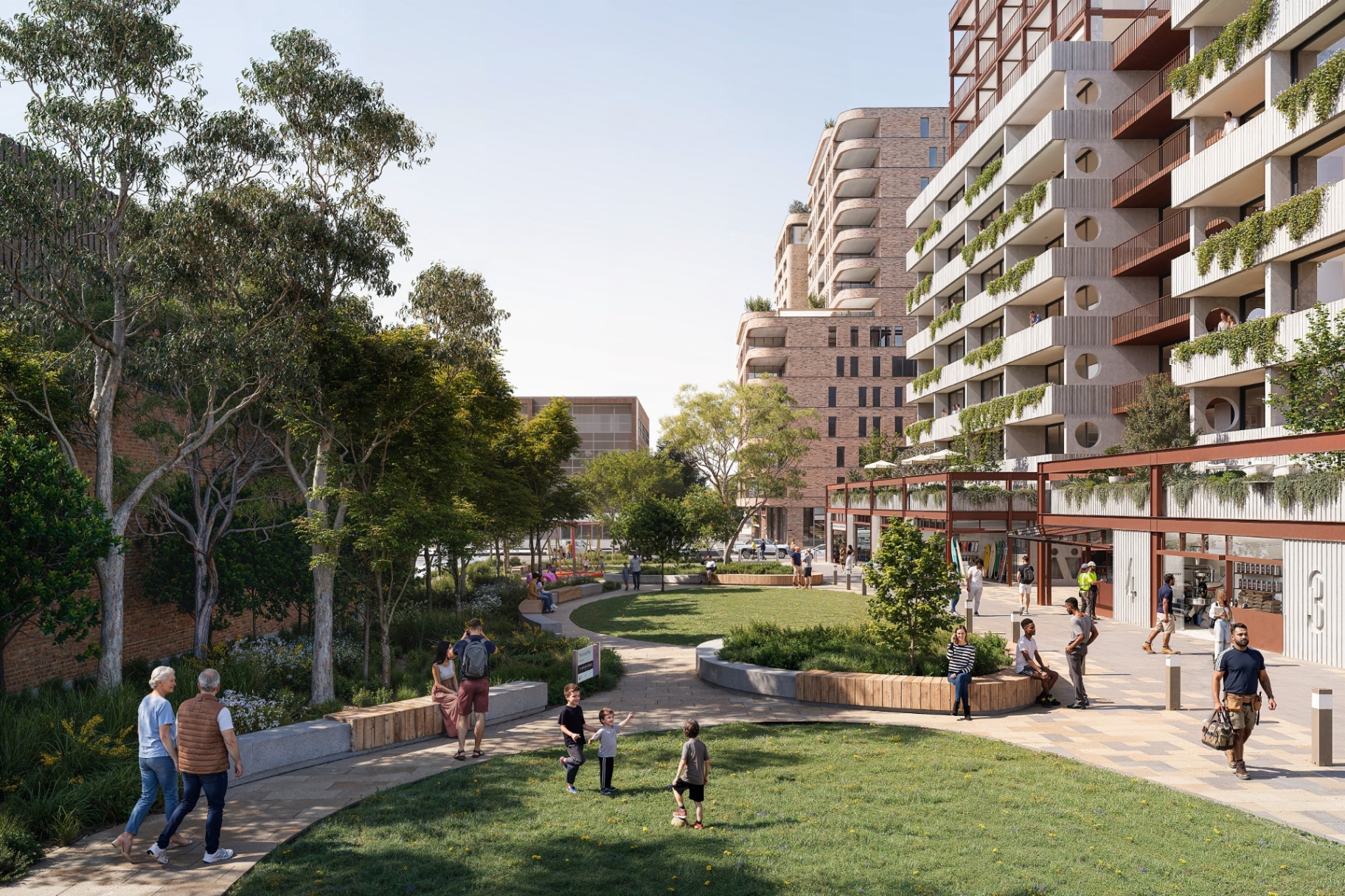 An official artist impression for the Brookvale precinct planning proposal shows proposed public space around Winbourne Park.