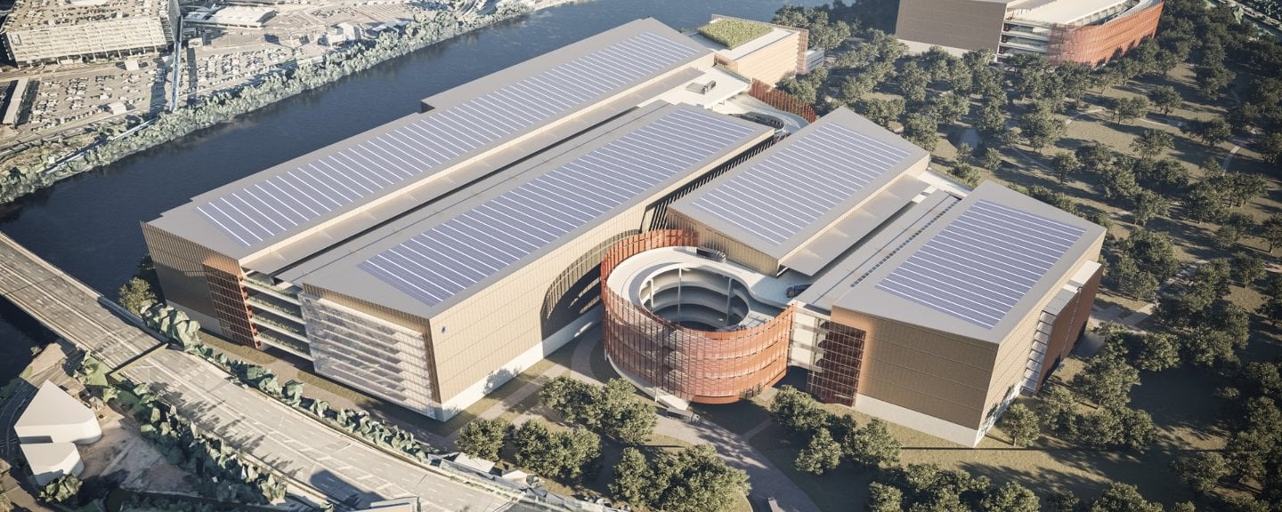 An artist impression of the proposed Kogarah Golf Club redevelopment logistics precinct.