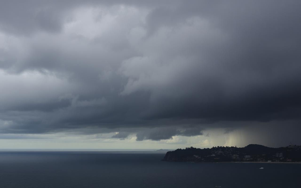 Storm clouds gathering over the Sydney coastline